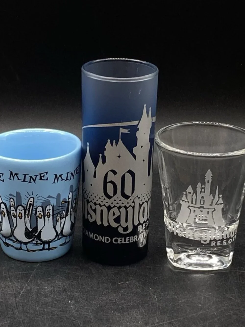 Disney 3 Shot Glasses Finding Nemo 60 Diamond Anniversary Disneyland